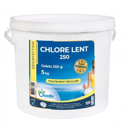 Chlore lent galets 250g- seau 5kg - Ocedis
