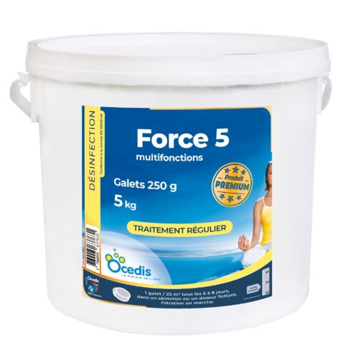 Force 5 chlore 5 actions 250g – seau 5kg – Ocedis